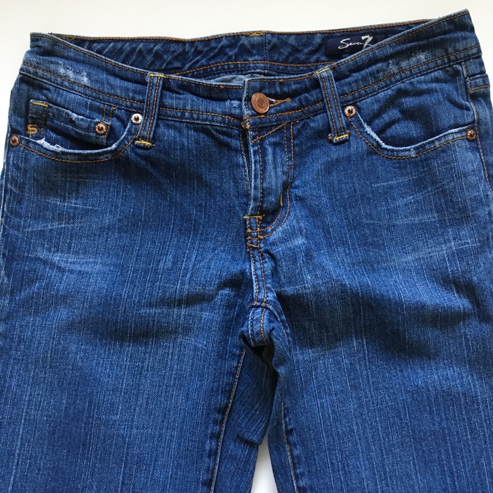 Seven 7 Boot Cut Distressed Denim Jeans Sz 27